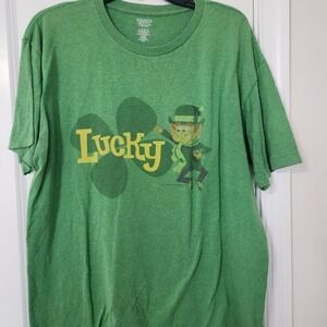 szL Lucky Charms T Shirt Green Graphic Print Crew Neck Short Sleeve Irish